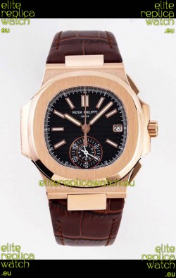Patek Philippe Nautilus 5980/1R-001 Rose Gold 904L Steel Case in Black Dial - 1:1 Mirror Replica