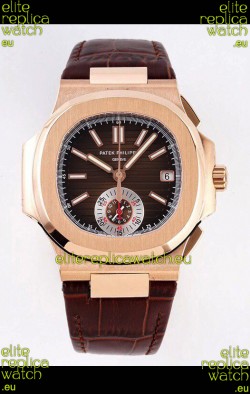 Patek Philippe Nautilus 5980/1R-001 Rose Gold 904L Steel Case in Brown Dial - 1:1 Mirror Replica