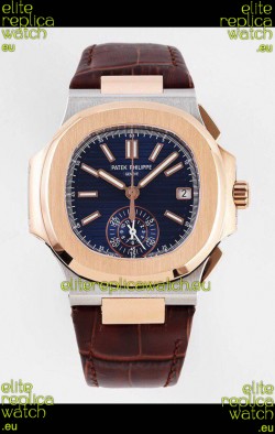 Patek Philippe Nautilus 5980/1R-001 Rose Gold Two Tone 904L Steel Case in Blue Dial - 1:1 Mirror Replica