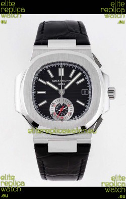 Patek Philippe Nautilus 5980/1A 904L Steel Case in Black Dial Leather Strap - 1:1 Mirror Replica