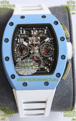 Richard Mille RM011 Blue Ceramic Casin White Rubber Strap 1:1 Mirror Swiss Replica Watch 