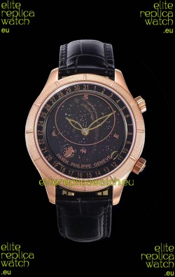Patek Philippe 6102R Grand Compilations Handwind Swiss Replica Watch - Rugged Bezel Black Dial