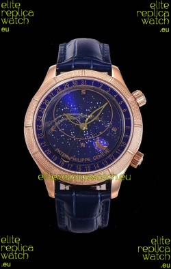 Patek Philippe 6102R Grand Compilations Handwind Swiss Replica Watch - Rugged Bezel Blue Dial