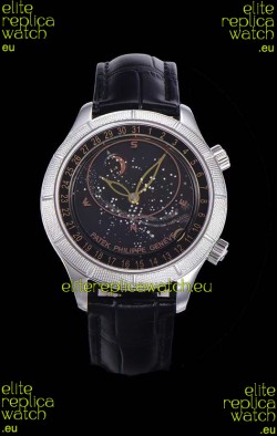 Patek Philippe 6102R Grand Compilations Handwind Swiss Replica Watch - Rugged Bezel Black Dial