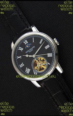 Patek Philippe Japanese MoonPhase Tourbillon Replica Watch Black Dial