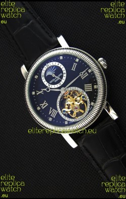 Patek Philippe Japanese MoonPhase Tourbillon Replica Watch Black Dial