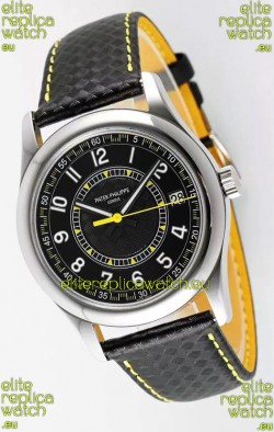 Patek Philippe Calatrava 6007 Black Dial Yellow Hands 904L Steel Casing 1:1 Mirror Replica Watch
