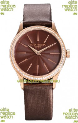 Patek Philippe Calatrava 4997 Ladies Rose Gold Brown Dial with Swiss Automatic Movement Watch