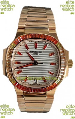 Patek Philippe Nautilus 7118R 35MM 1:1 Rose Gold Case White Dial 1:1 Mirror Replica Watch