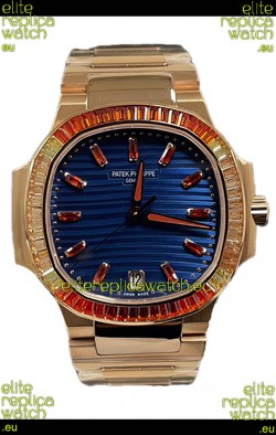 Patek Philippe Nautilus 7118R 35MM 1:1 Rose Gold Case Blue Dial 1:1 Mirror Replica Watch
