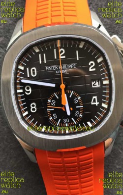 Patek Philippe Aquanaut 5968 Chronograph Steel Casing Orange Strap Watch in Swiss Automatic Movement