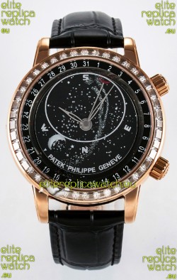 Patek Philippe 6104R Grand Complications Superclone Watch in Rose Gold - Diamonds Bezel 