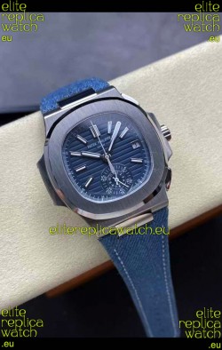 Patek Philippe Nautilus 5980/60G-001 904L Steel Case in Blue Dial Fabric Strap - 1:1 Mirror Replica