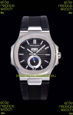Patek Philippe Nautilus 5726A 1:1 Mirror Swiss Watch Black Dial Rubber Strap 
