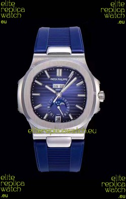 Patek Philippe Nautilus 5726A 1:1 Mirror Swiss Watch Blue Dial Rubber Strap 