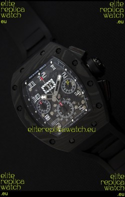 Richard Mille RM011-FM Felipe Massa One Piece Black Forged Carbon Case Watch in Black Strap