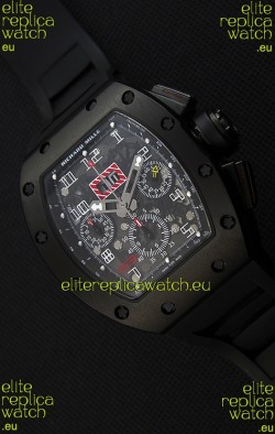 Richard Mille RM011-FM Felipe Massa Black Ceramic Case Watch in Black Strap