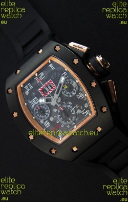 Richard Mille RM011-FM Felipe Massa Black Ceramic Case Watch in Black Strap