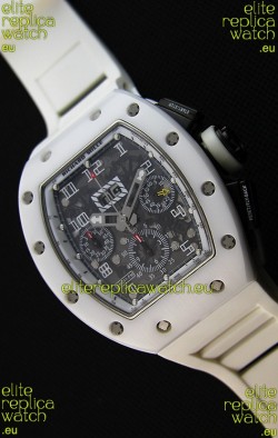 Richard Mille RM011-FM Felipe Massa White Ceramic Case Watch in White Strap