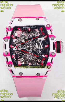 Richard Mille RM38-02 White/Pink Carbon Bubba Watson Pink Rubber Tourbillon Movement 1:1 Mirror Replica