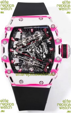 Richard Mille RM38-02 White/Pink Carbon Bubba Watson Black Rubber Tourbillon Movement 1:1 Mirror Replica