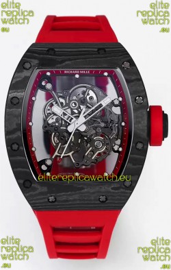 Richard Mille RM055 Black Carbon Casing Red Rubber 1:1 Superclone Genuine Tourbillon Watch 