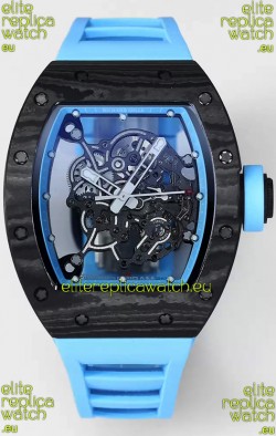 Richard Mille RM055 Black Carbon Casing Blue Rubber 1:1 Superclone Genuine Tourbillon Watch 