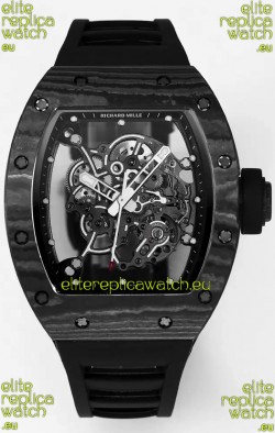 Richard Mille RM055 Black Carbon Casing Black Rubber 1:1 Superclone Genuine Tourbillon Watch 