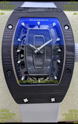 Richard Mille RM07 Black Carbon Casing White Strap 1:1 Superclone Swiss Replica Watch 