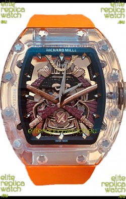 Richard Mille RM047 Samurai Genuine Tourbillon Watch in Orange Strao Sapphires Casing