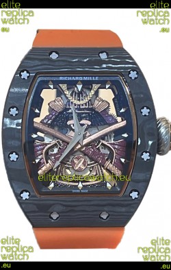 Richard Mille RM047 Samurai Genuine Tourbillon Watch in Carbon Casing Orange Strap