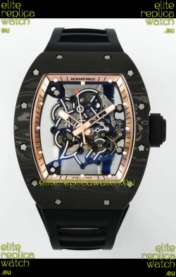 Richard Mille RM055 Black Carbon Casing Gold Rims 1:1 Superclone Genuine Tourbillon Watch 