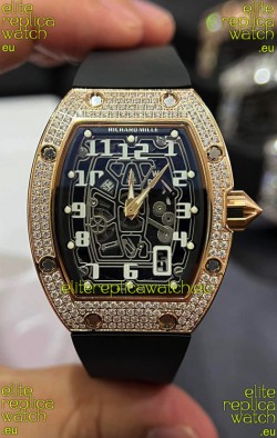 Richard Mille RM67-01 Rose Gold Diamonds Titanium Casing 1:1 Swiss Replica Watch 