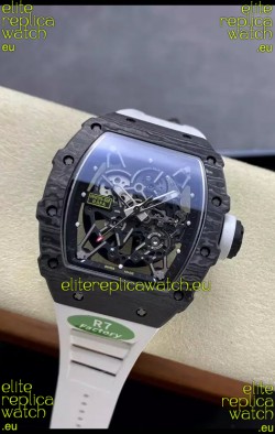 Richard Mille RM35-02 Rafael Nadal Black Carbon White Strap with Genuine Tourbillon Super Clone Watch