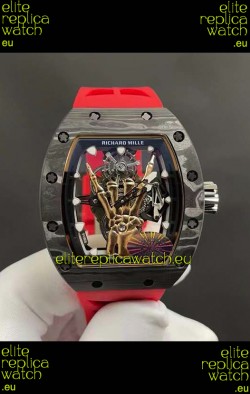 Richard Mille RM66 Flying Genuine Tourbillon Black Carbon Red Strap Superclone Replica Watch 