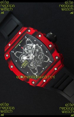 Richard Mille RM35-01 One Piece Red Forged Carbon Case Watch in Black Strap
