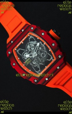 Richard Mille RM35-01 One Piece Red Forged Carbon Case Watch in Orange Strap