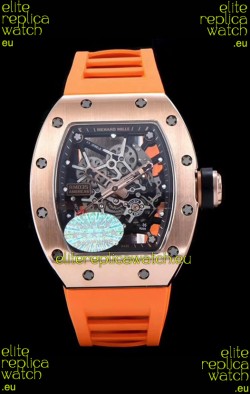 Richard Mille RM035 AMERICAS 18K Rose Gold Replica Watch in Orange Strap