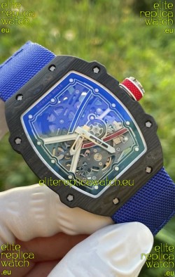 Richard Mille Super Clone RM67-02 Sebastien Ogier Black Carbon TPT 37 Grams Watch Blue Strap 