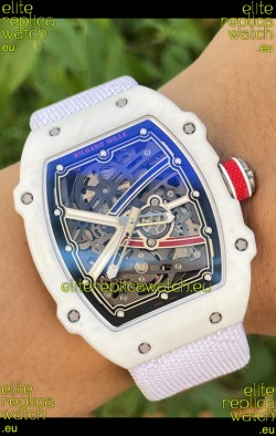 Richard Mille Super Clone RM67-02 Alexis Pinturault White Quartz TPT 37 Grams Watch White Strap