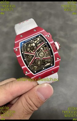 Richard Mille Super Clone RM67-02 Mutaz Barshim Red Carbon TPT 37 Grams Watch White Strap