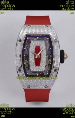 Richard Mille Super Clone RM07-01 Diamonds Paved 904L Steel Casing Automatic Replica Watch