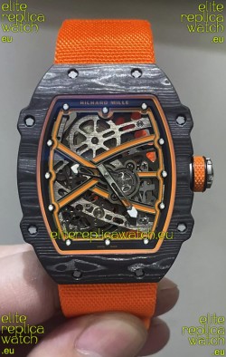 Richard Mille Super Clone RM67-02 Black Carbon TPT 37 Grams Watch Orange Strap