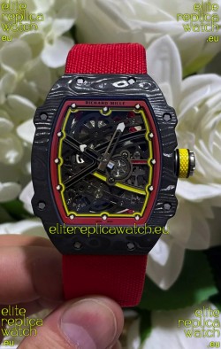 Richard Mille Super Clone RM67-02 Alexander Zverev Black Carbon TPT 37 Grams Watch Red Strap