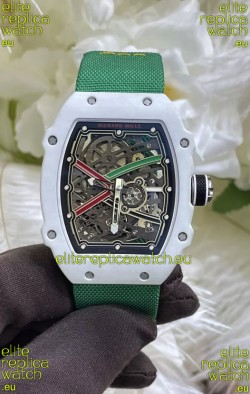 Richard Mille Super Clone RM67-02 White Quartz TPT 37 Grams Watch Green Strap