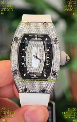 Richard Mille RM007 Diamonds Paved Black Dial 904L Steel Superclone Swiss Watch