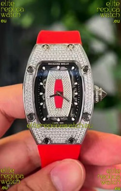 Richard Mille RM007 Diamonds Paved Black Dial 904L Steel Superclone Swiss Watch