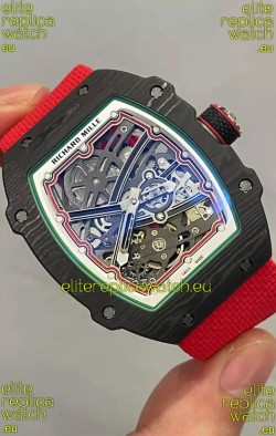 Richard Mille Super Clone RM67-02 Black Carbon TPT 37 Grams Watch Red Strap