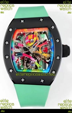 Richard Mille Super Clone RM68-01 Black Ceramic Casing Green Strap Tourbillon Swiss Replica