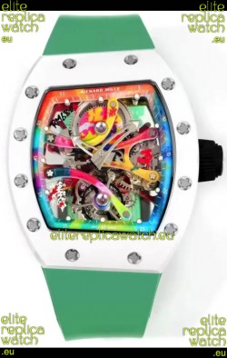 Richard Mille Super Clone RM68-01 White Ceramic Casing Green Strap Tourbillon Swiss Replica